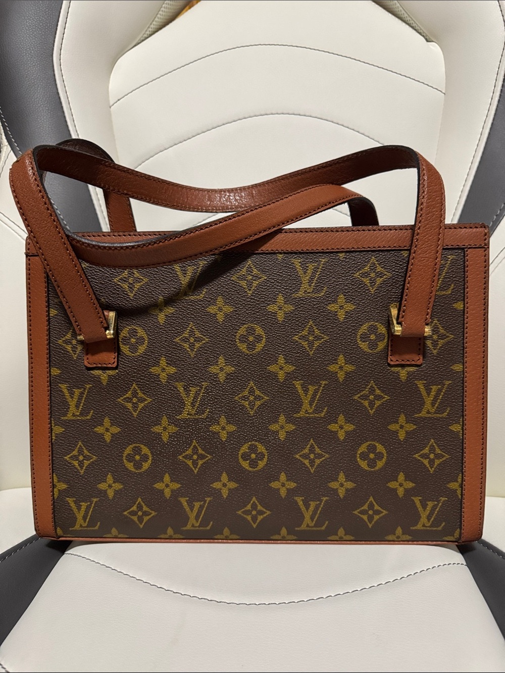 Louis Vuitton Monogram Canvas Brown Tote with Cognac Trim